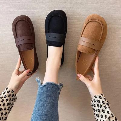 Novos Sapatos Rasos Femininos Sapatos Casuais Sapatos Antiderrapantes para Dirigir Couro Confortáveis Sapatos Rasos Preto Marrom Mocassins Casuais Sapatos