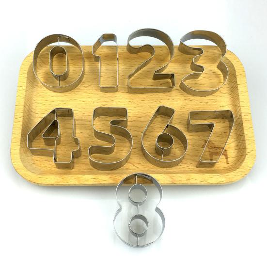 9 szt. Kształty cyfr 0-9 Wykrawacz do ciastek Biscuitów Forma ze stali nierdzewnej Forma do pieczenia