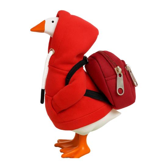 Mini Goose Hoodie with Backpack 7 Inch Desk Goose Outfit Mini Porch Goose Costume Magnetic Goose Statue Key Holder Clothes