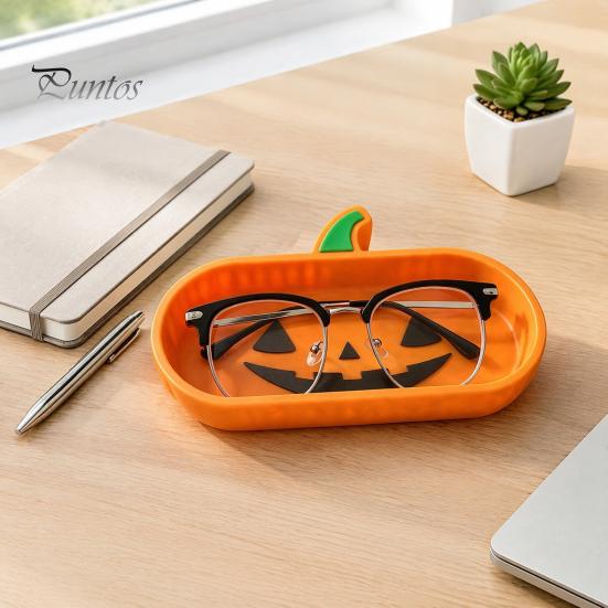 Desk Accessories for Office 3D Printed Pumpkin Glasses Storage Tray, Decorative Desktop Organizer Halloween Home Decor Sunglasses Keys & Jewelry,