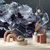 Wallpaper Blooming glass flowers black and white