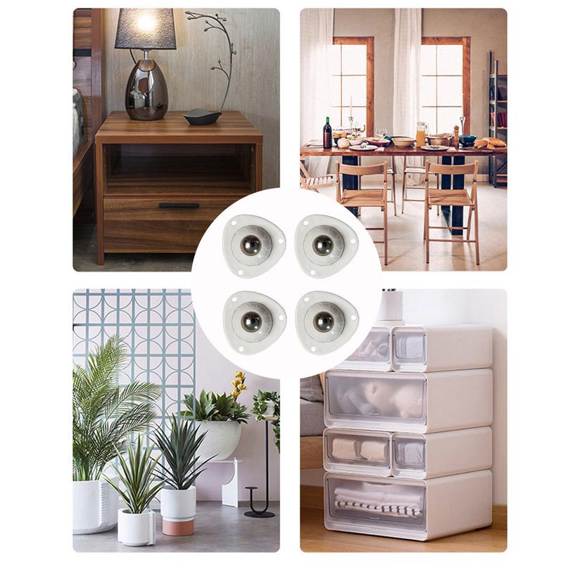 Stick On Caster Wheels 4x Adhesive Wheels Caster Sticky Pulley Household Furniture Casters 360 Degree Rotation For Trash Cans