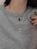 Love Pendant Thai Silver Sweater Hip Hop Cross Necklace Women'S Premium Long Sweater Chain Accessories