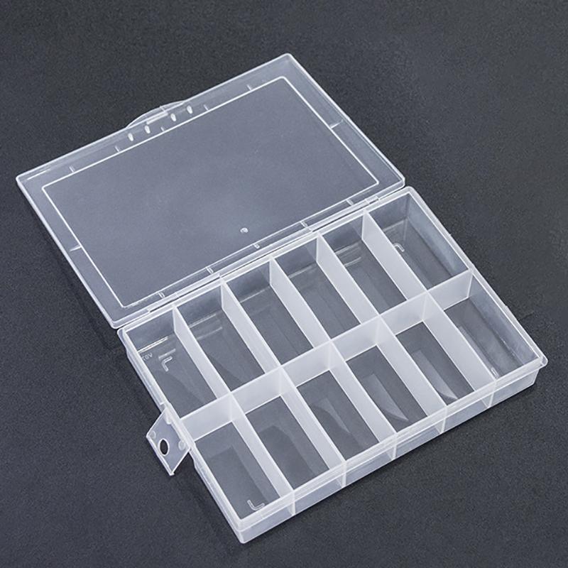 12 Grids Transparent Empty Nail Foils Plastic Storage Box False Nail Art Box Case Organizer