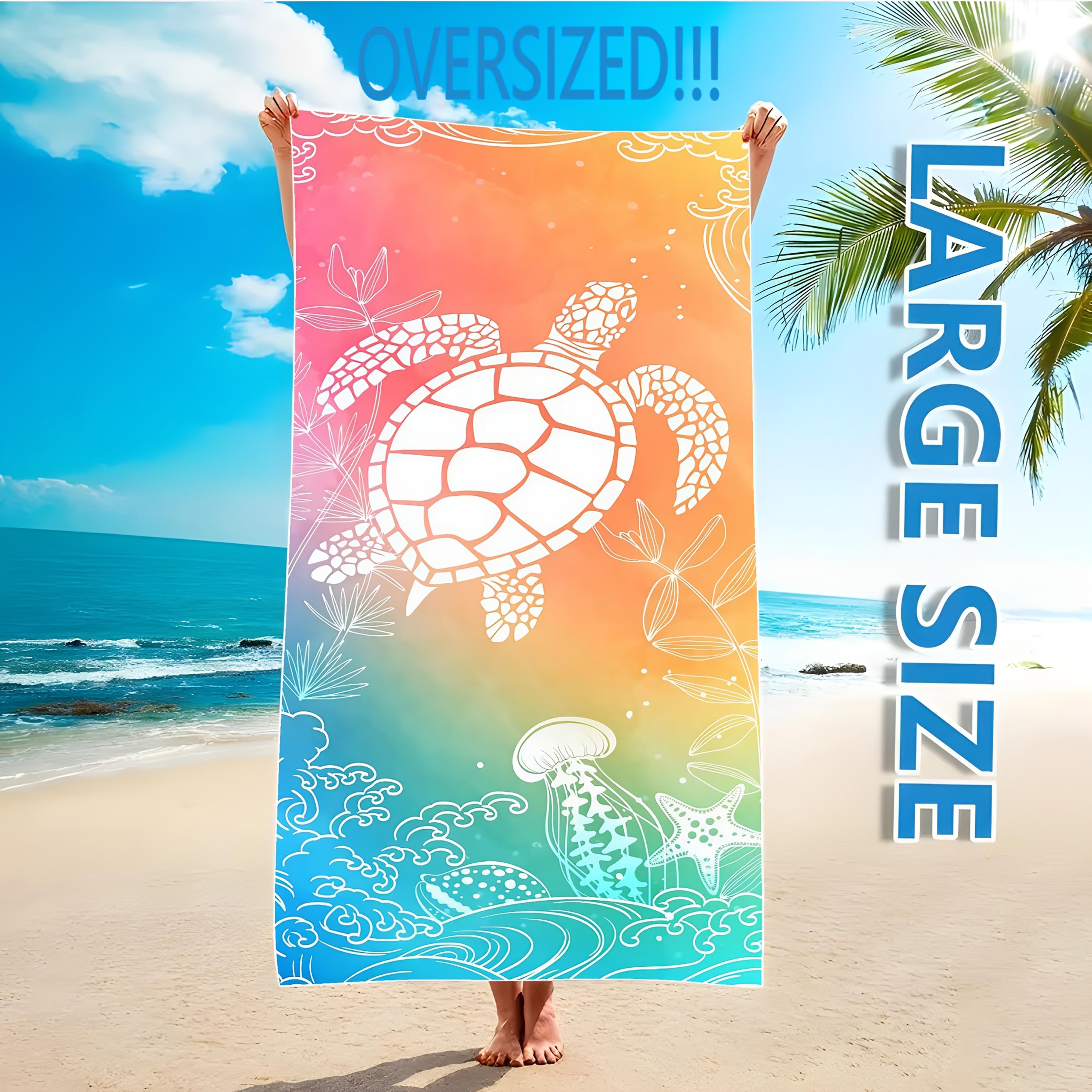 

1pc, Oversized Microfiber Beach Towel with Cute Sea Stars and Turtles Graphic Pattern - Lightweight and Modern W30*H60(CM)