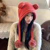 Cute Cartoon Frog Wool Ball Knitted Hat for Women In Winter Plus Velvet Warm Ear Protection Hat for Students Wool Hat Thick