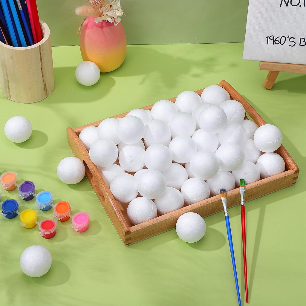 50Pcs Polystyrene Balls White Solid Round Spheres 5Cm Craft Decorations Wedding Party DIY Supplies Polystyrene Balls