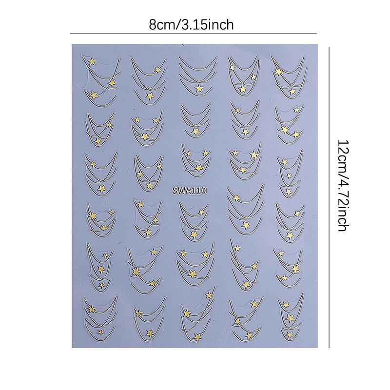 3D Gold/ Silver Star/Sun/Moon Bronzing Nail Art Sticker Laser Star Moon Styles Nail Decal Gold Silver Self-Adhesive Slider