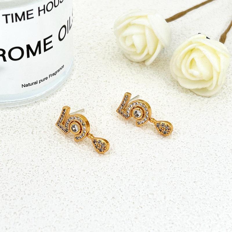 Fashion Digital Shape Micro-Inlaid Zircon Stud Earrings For Women