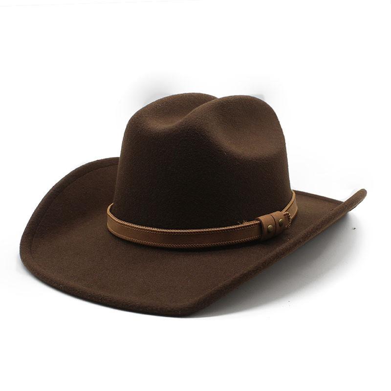 Western Cowboy Hat With Brim For Men And Women In Wool Blend For Autumn Casual Style