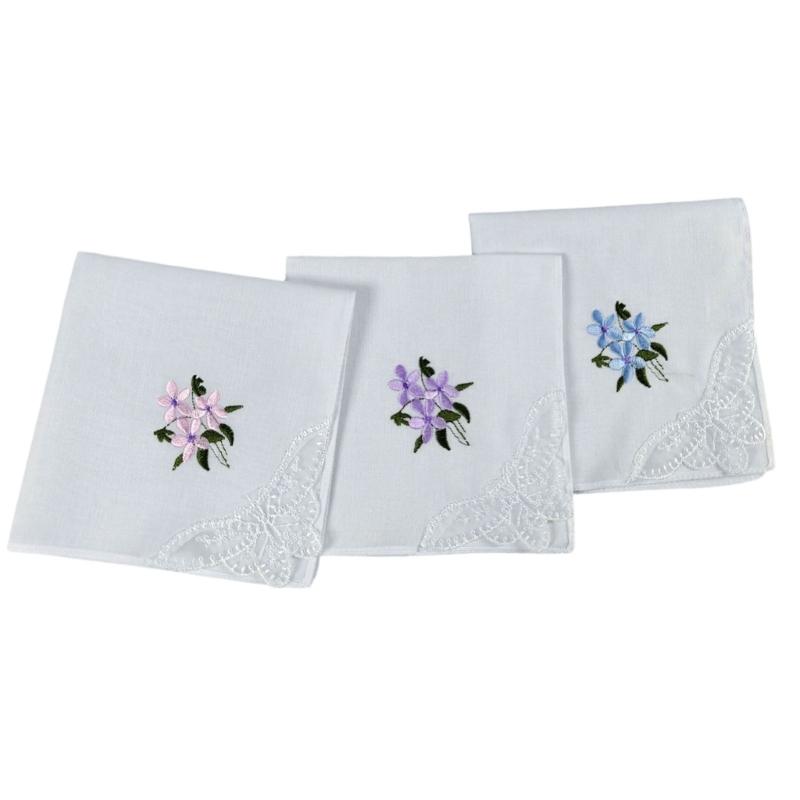 Artistic Embroidered Handkerchiefs Sturdy Cotton Materials Ideal For Women Gentle Skin Touch
