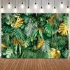 Tropical Jungle Safari Green Leaves Backdrop Baby Shower Happy Birthday Party Decor Wedding Photography Background Photo Props