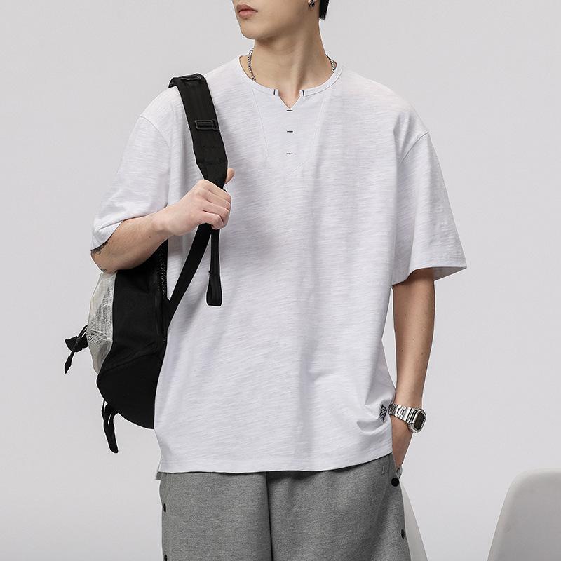 

Мужская футболка с короткими рукавами, летняя одежда в китайском стиле из хлопка и льна, модная простая футболка S белый