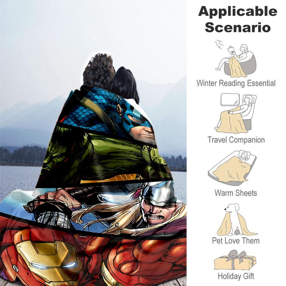 1pc Heroes Marvel All-Season Comfort, Outdoor Flannel Blanket - Soft, Warm & Cozy for Naps, Camping & Travel 075