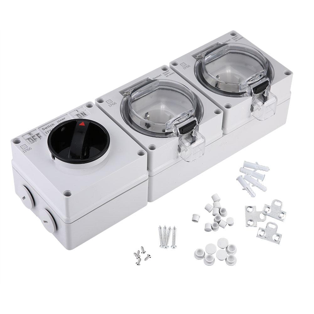 

Водонепроникна IP66 Електрична розетка Вилка Вулична розетка з вимикачем(Вилка DE 250 В)