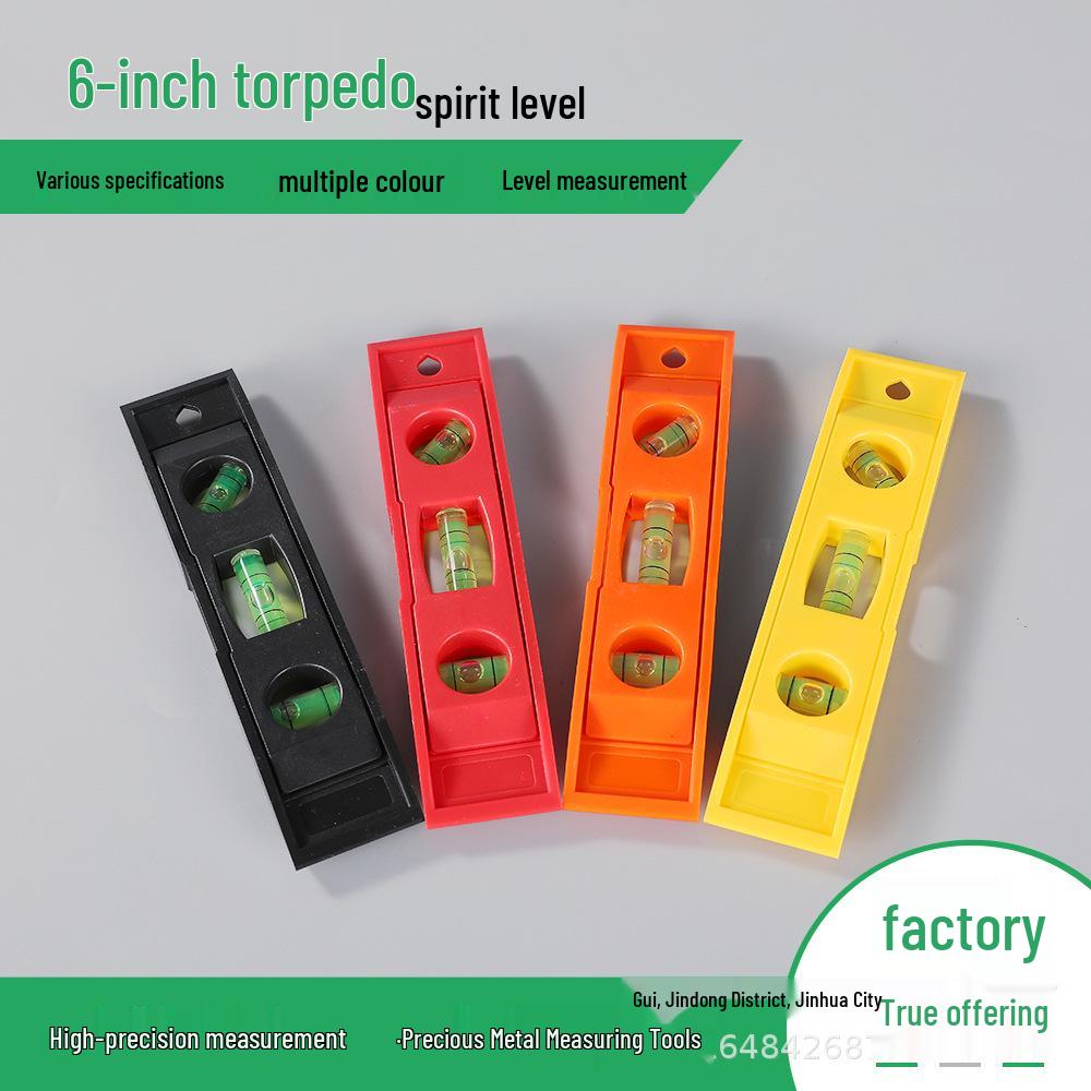 Strong Magnetic Mini Spirit Level Bubble Tool - Aluminum Alloy Torpedo Level Black 6-inch 152mm