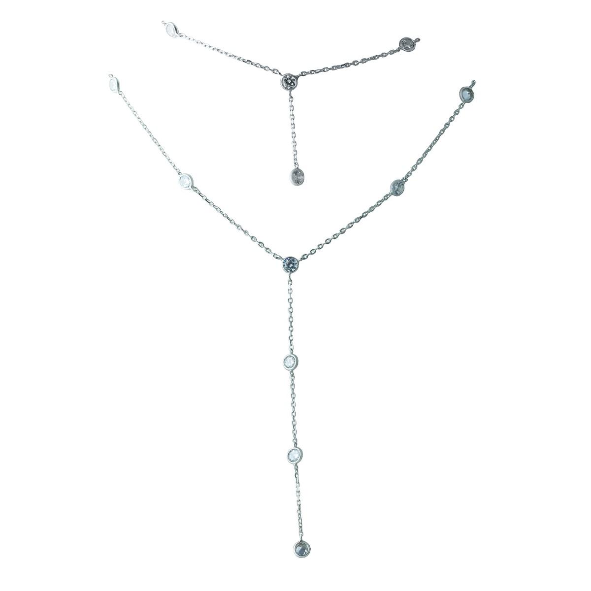 

Срібне кольє з фіанітами (1983072) 40-45cm білий