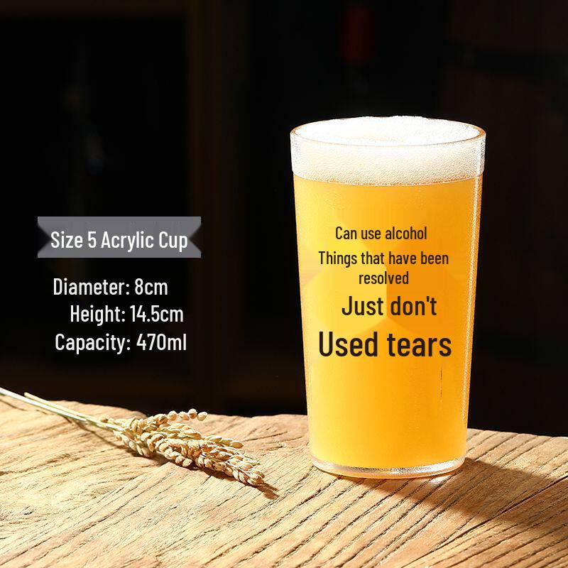 Custom Acrylic Plastic Beer Mug - Shatterproof, Creative Design, Personalizable Text