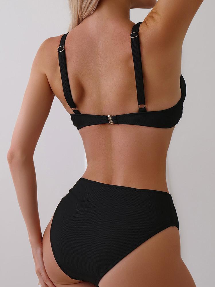 Sexy Bikiny Set Dámské Plavky 2025 Plavky Žena Dvoudílné Plavky Jednobarevné Plavky Plážové Plavky Dovolená Monokiny