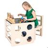 GINGER HOME Ensemble Montessori 2 en 1 Table Enfant avec Chaise et Cube d’Escalade, Bois Naturel, 57x50x55 cm
