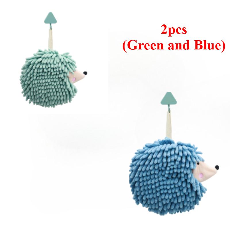 Chenille Fuzzy Ball Hand Towels Hedgehog Cartoon Towels Absorbent Funny Hanging Hand Drying Towel with Loop for Bathroom Kitchen