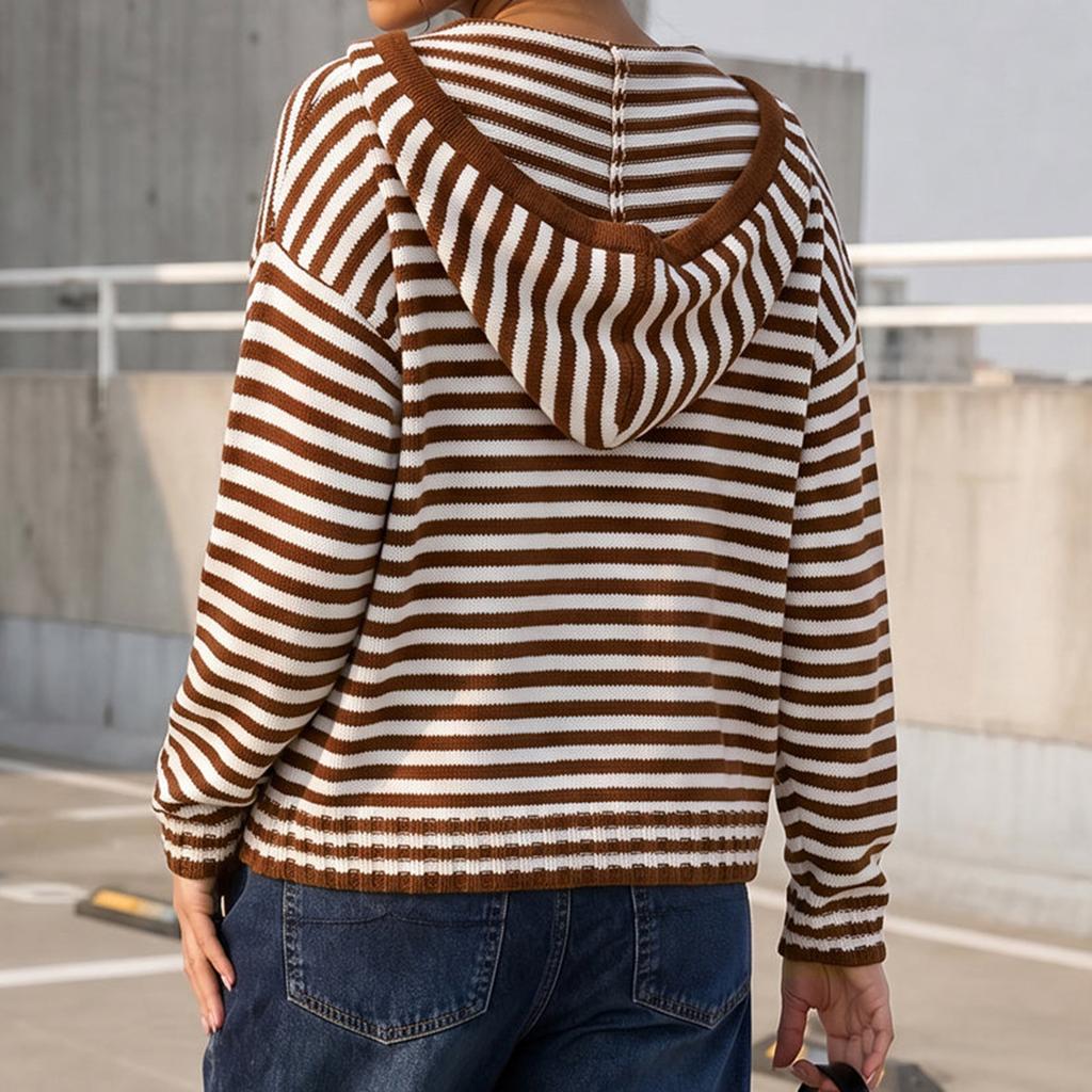Women's Casual V-Neck Loose Fit Long Sleeve Knit Cardigan with Large Pockets