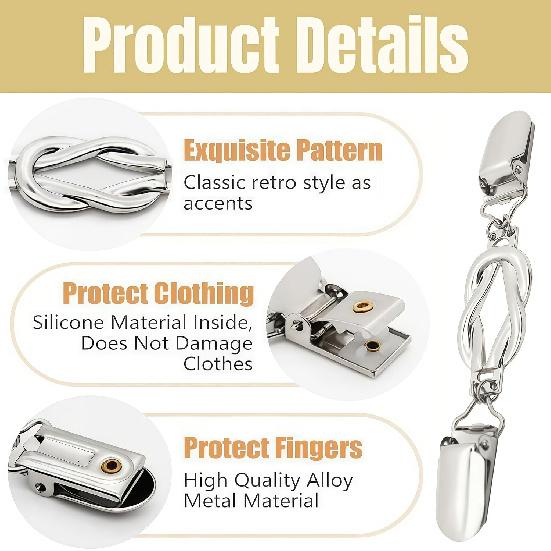 4 Pcs Waist Cincher & Shirt Clip Retro Dress Cinch Clips for Shawl, Gold Silver Waist Cincher Clip, 2 Style Dress Clips Back Cinch