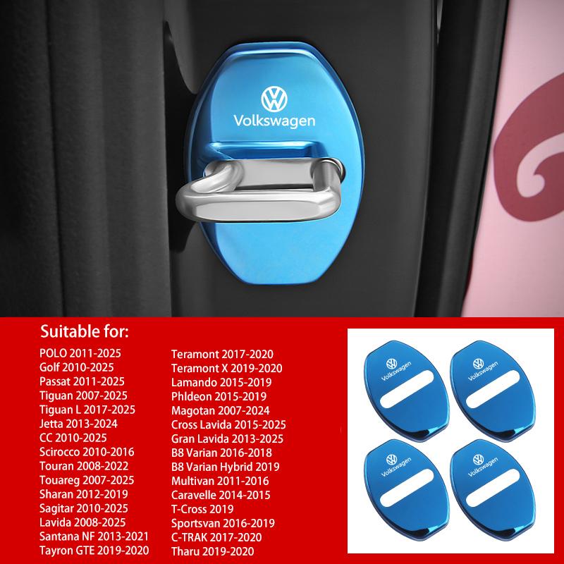 BFPQY1 4PCS Car Door Lock Cover Stickers Door Lock Cover Key Accessories For Volkswagen VW Golf Polo Jetta Passat Tiguan Touran Touareg