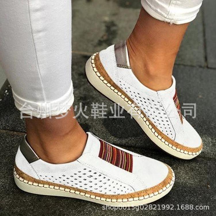 

Весна и Осень Удобная Плоская Подошва Дышащие Рукава Ноги Повседневные Круглая Головка Одинарные Туфли Женские 35 белый