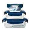 Demars Heat-Resistant Glass Food Storage Containers Microwave Lunch Box for Office Workers 3 Compartments 1000ml+700ml+400ml + Bag + Cutlery Set