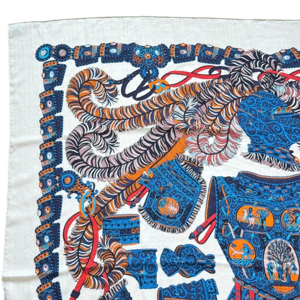 Used Hermes God of War Mars Carre 140 Cashmere Silk Carre Geant