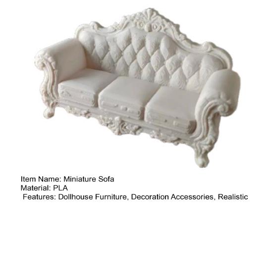 Miniature Vintage Sofa for Dollhouse, Mini Retro Couch Figurine, Tiny Lounge Chair Model, 1/12 Scale Dollhouse Furniture Decor Accessories