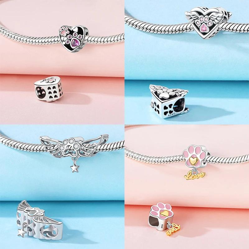 Elegant Copper Charms Cat Dog Paw Print Beads Fit Original Bracelets Beads Charms Jewelry Making Fine Jewelry Gift