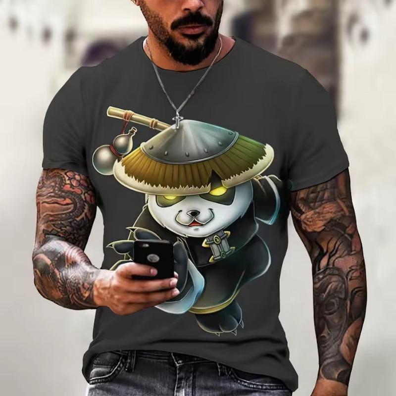 

Мужская футболка с рисунком панды из мультфильма, 3D-принт, повседневная свободная футболка с коротким рукавом, свободные футболки, мужская одежда больших размеров, топы, лето 5XL