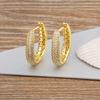 Nidin Creative U Shape Design 3 Colors Fashion Cubic Zirconia Hoop Earrings Crystal Ear Buckle Jewelry for Valentine's Day Gift