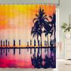 Bathroom Waterproof Shower Curtain Sunset Dusk Beach Scenery Seaside Printing Polyester Home Decoration Curtain With Hook