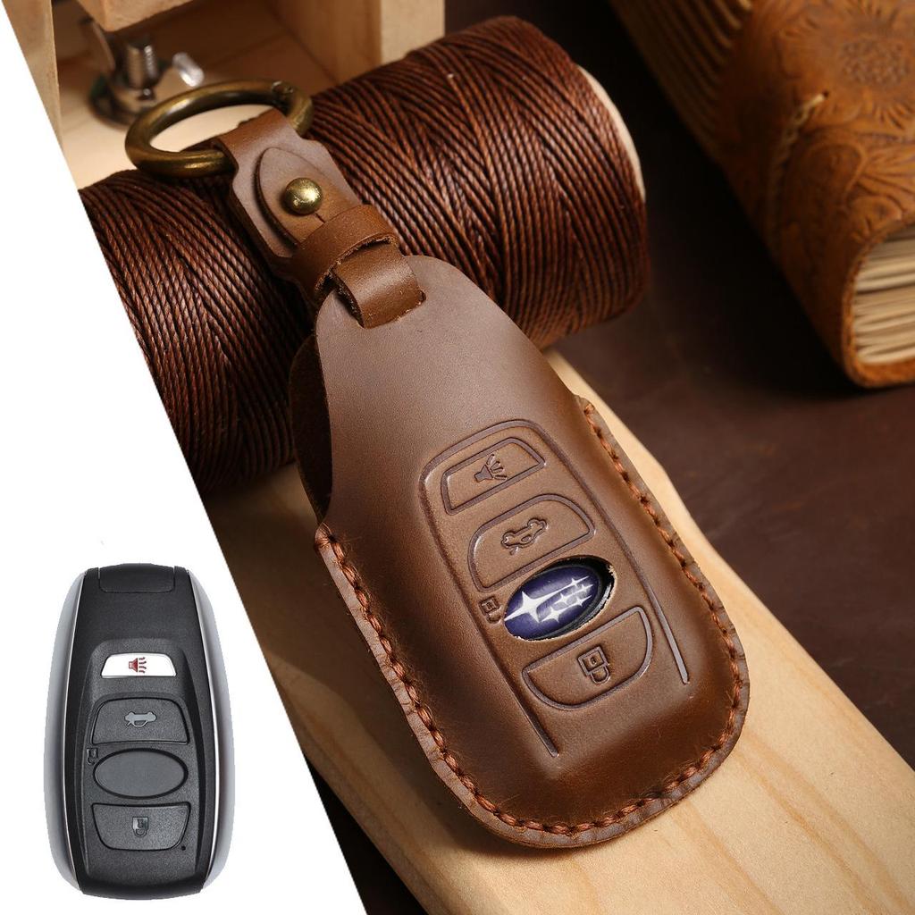 Genuine Leather Subaru Key Case for Forester, XV, Outback, Legacy, and BRZ