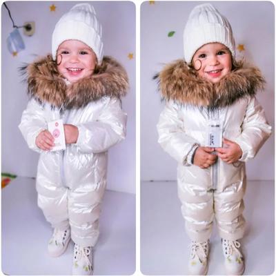 Winter Warm 1 2 3 Years Kids Down Overall Outfit Thicken Waterproof Snowsuit Infant Jumpsuit Parka Baby Girl Boys Romper
