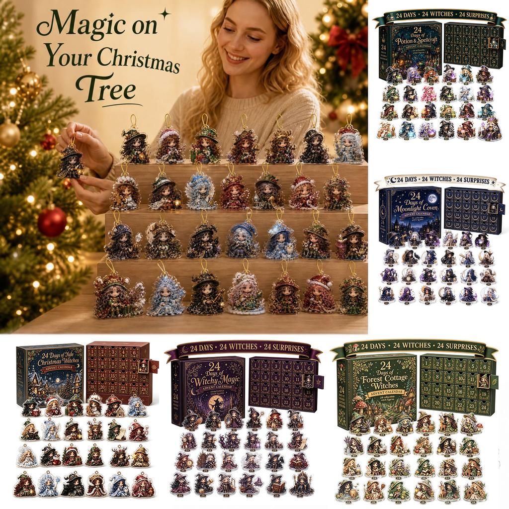 Christmas Advent Calendar with Ornaments - Countdown Gift in Acrylic Display Box for Holiday Decoration