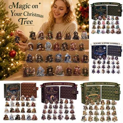 Christmas Advent Calendar with Ornaments - Countdown Gift In Acrylic Display Box for Holiday Decoration