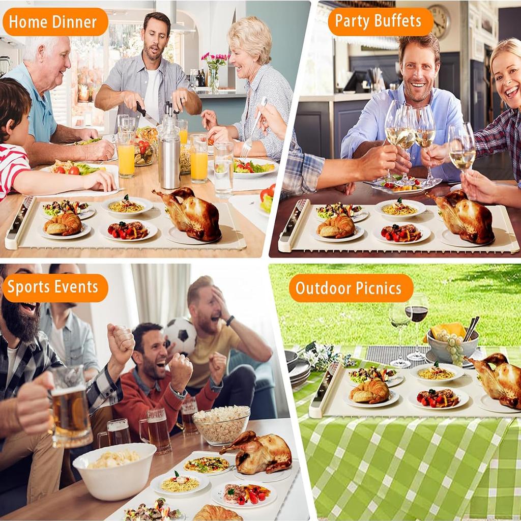 Electric Food Warming Mat – Foldable Buffet Heater Tray With 5 Temp Settings & Timer, Versatile For Home & Parties - View #2