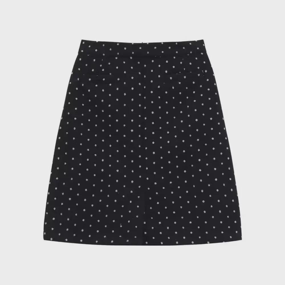 Women's Retro Polka Dot Split A-Line Skirt - Slim High Waist Summer Design (Small Size)