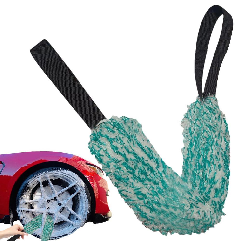 Car Wash Drying Towels Plush Car Drying Towel Ultra-Absorbent Wash Towel Rim Cleaning Brush Portable Double-Sided Wheel Corner