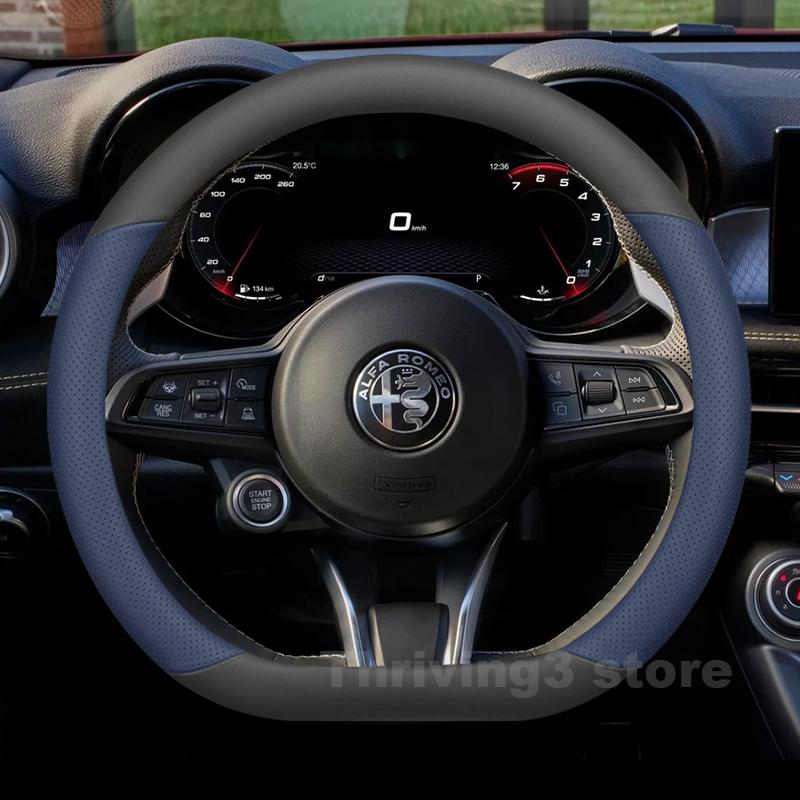 Leather Car Steering Wheel PC Cover For Alfa Romeo Tonale 2019-2025 Covers For Covers Auto interior Alfa Romeo Tonale Accessories