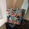 Large Capacity Women's Embroidered Cartoon Canvas Tote Bag