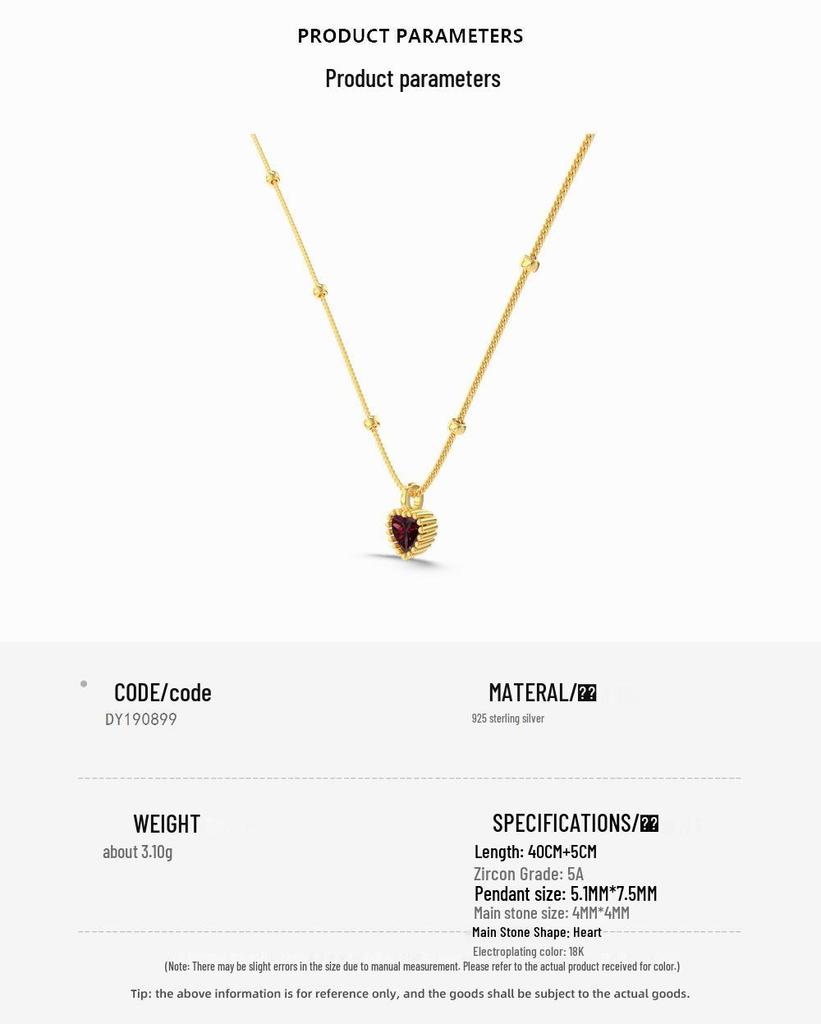 Xiaohongshu S925 Sterling Silver Love Heart Pendant Necklace - Light Luxury Christmas Series