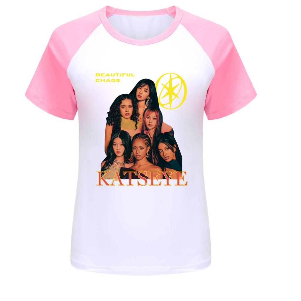 5346 Kids Girls KATSEYE Print Raglan Sleeves Cotton T-Shirt