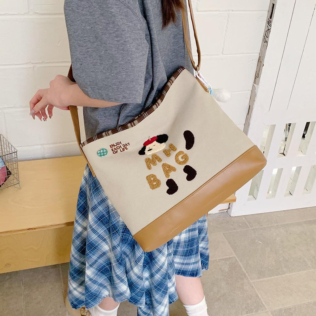 Schoolbag Premium sense niche ins schoolbag female cute puppy backpack large capacity women's shoulder messenger bag versatile