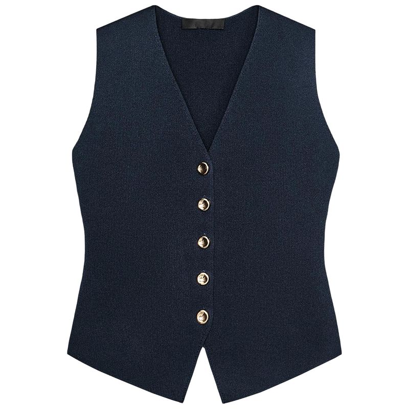 Zaprha 2025 Summer New Simple and Versatile Plain Stitch V-neck Sleeveless Vest-Style Top Vest 4192003