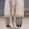 OMG! Beautiful Korean Version of Temperament Tall Boots! High-heeled Elastic Thin Boots Show Thin Legs Over Knee Boots